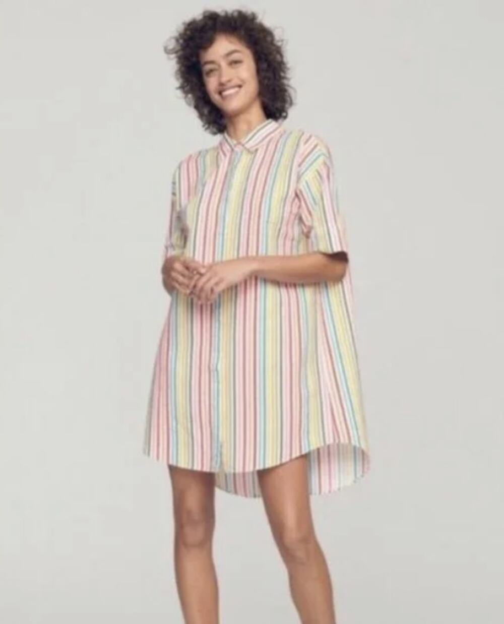Bonobos Women's Rivera Seersucker Shirt Dress Front Button Stripe Size XXS